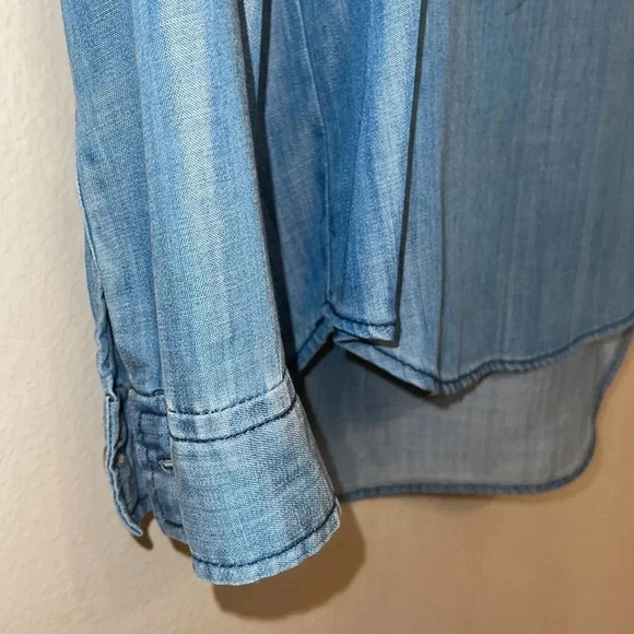 Velvet Heart Jean Blouse Tunic Womens Medium Long Sleeve EUC V Neck Classy - Picture 4 of 9